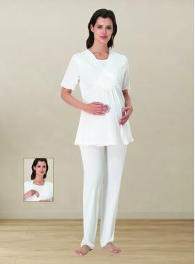 Effortt 3032 Ekru Hamile Lohusa Pijama Takımı
